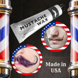 1 Tube Mustache Styling Wax Strong Hold Water Based Wax for Men Stache Beard Sideburns Eyebrows Grooming Touch-up All Hair Color Types Dries Clear - Travel TSA Approved - MADE IN USA